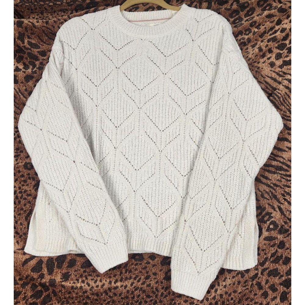 Weatherproof Vintage Women's Cream Sweater Size M Boho Retro Colquette Cottage